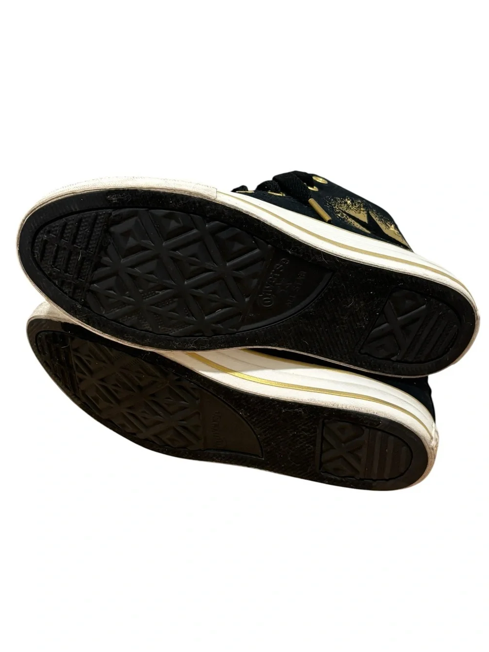 Converse Kids Black & Gold Star High Top Sneakers Size 2.5